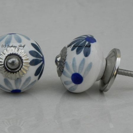 Grey Blue Flower Knob (1)